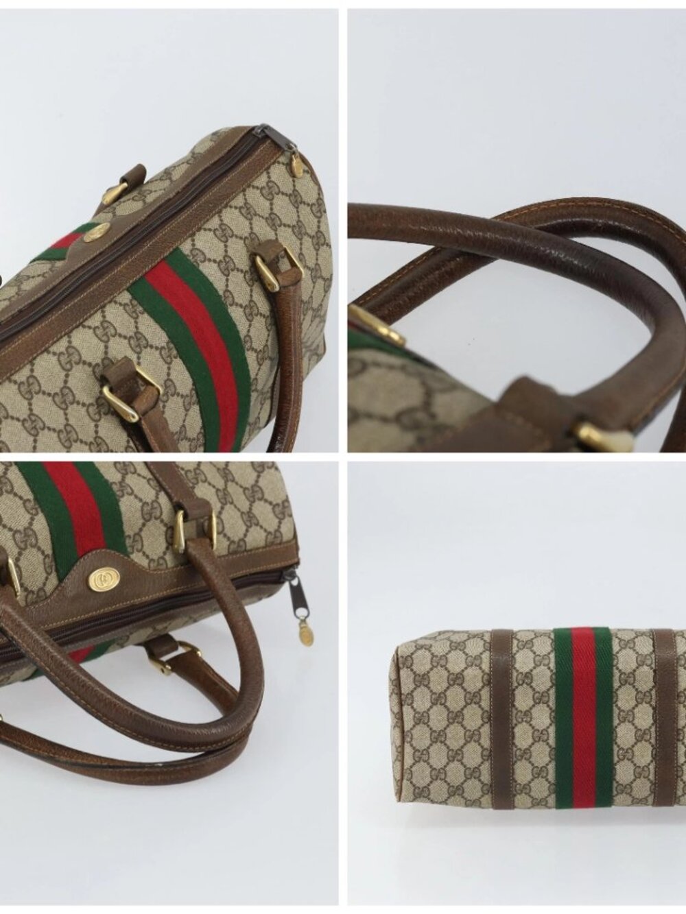 GUCCI GG Supreme Web Sherry Line Bag PVC Beige Gold - Picture 16 of 16